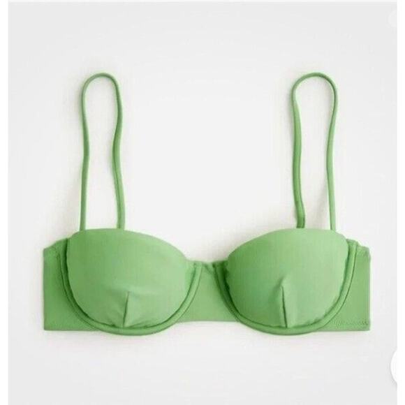 J. Crew Balconette Underwire Bikini‎ Top 34A Rustic Willow Green NEW - Picture 1 of 6